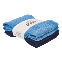Pippi ØKO Muslin stofbleer - Dark Blue - 4 pak