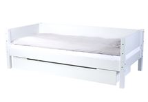 Seng med sengehest og stor sengeskuffe, Rex 200 cm Snow white hvid - Manis-h